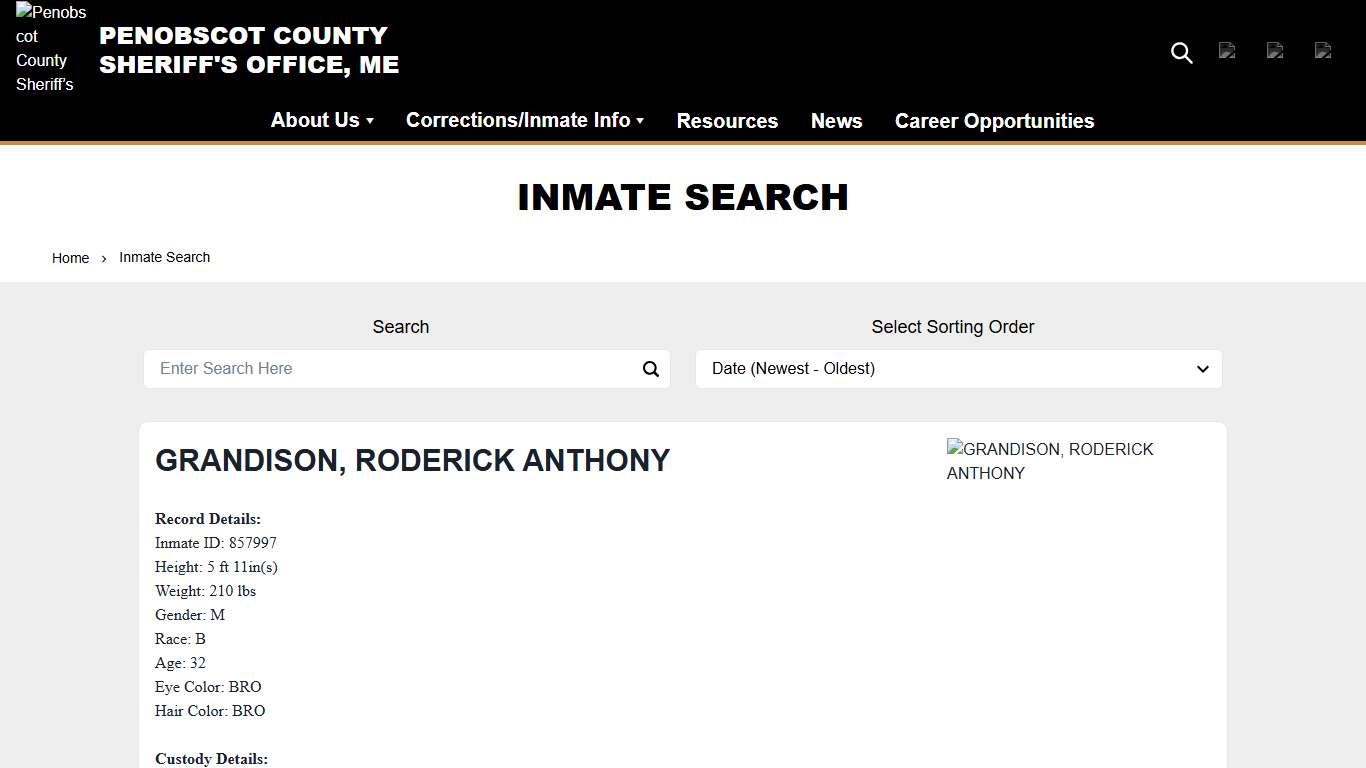 Inmate Search Penobscot County Sheriff’s Office