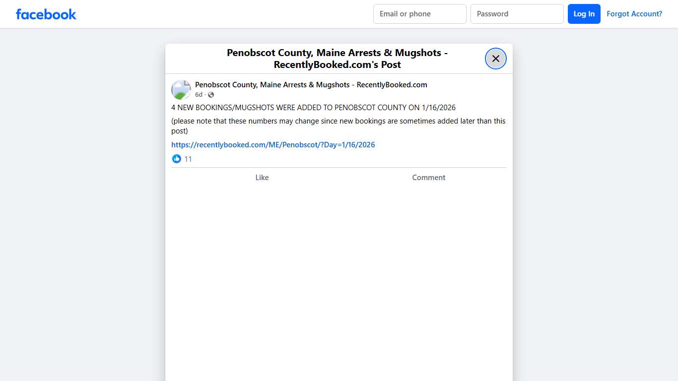 4 NEW BOOKINGS/MUGSHOTS WERE ADDED TO PENOBSCOT COUNTY ON 1/16/2026 (please note that these numbers may change since new bookings are sometimes added later than this post)... - Penobscot County, Maine Arrests & Mugshots - RecentlyBooked.com Facebook